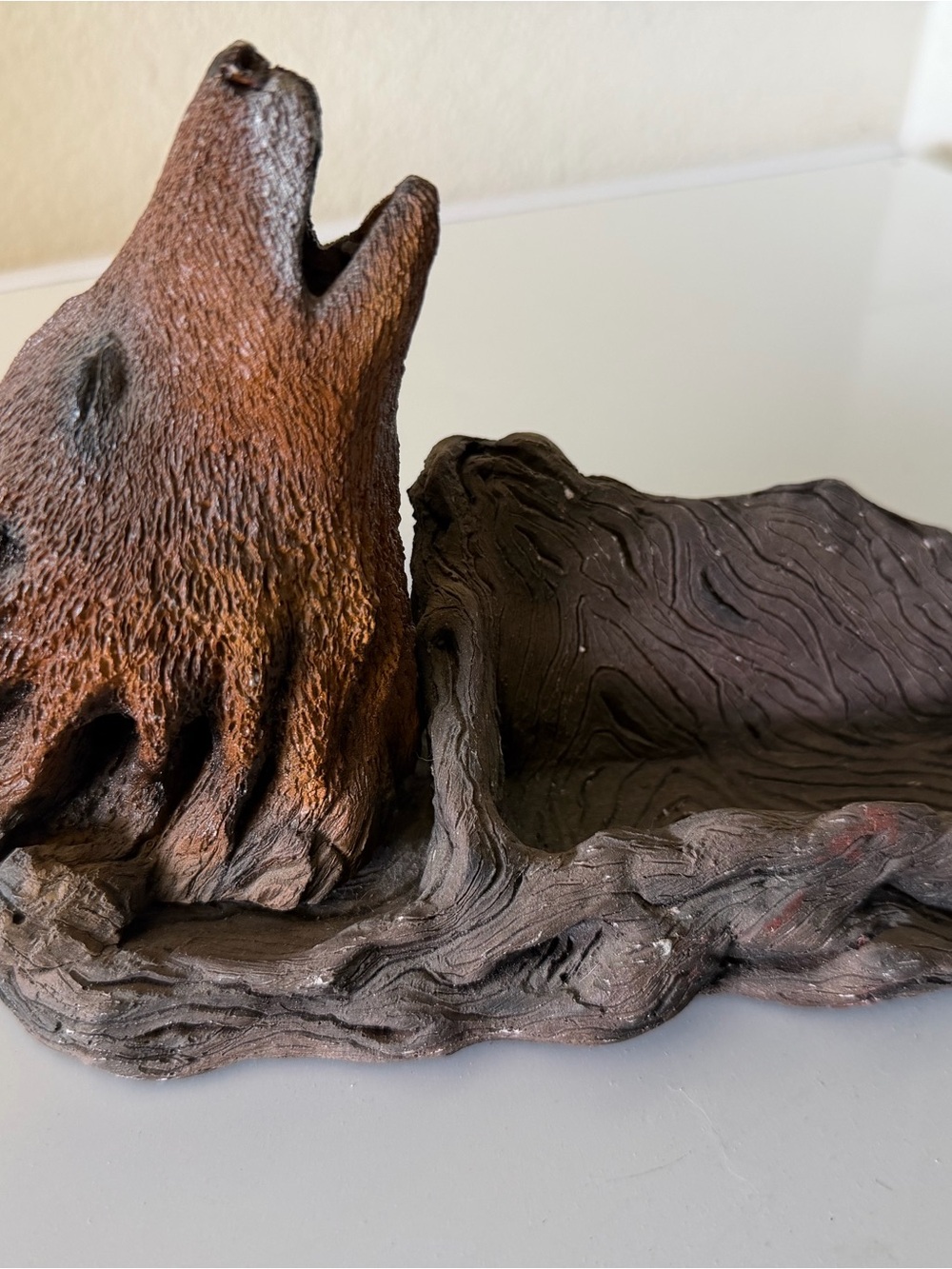 Vintage Bill Vernon Rustic Wolf Business Card Holder Sculpture